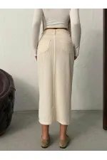 Jupe en velours côtelé Topshow en gros - Crème | F2033