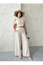 Embroidered Front Tie Wholesale Blouse - Stone | Topshow