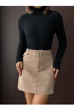 Topshow Kemerli Toptan Etek - Vizon | F1801