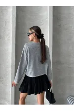 Shepherd's Stitched Knitwear Wholesale Blouse - Gray | TOPSHOW | F1652