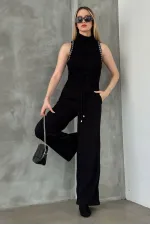 Pantalons en maille en gros - Noir | TOPSHOW | f1486