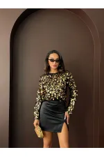 Topshow Gold Pullu Toptan Bluz