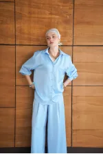 Satin Shirt - Blue | F2062 - Topshow