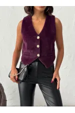 Topshow - Toptan Peluş Yelek- MÜRDÜM