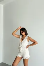 Dantel Şort - Ham | Topshow