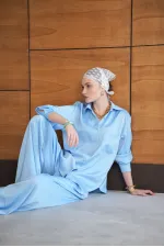 Satin Shirt - Blue | F2062 - Topshow