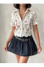 Dantel Gömlek - Açık Taş | Topshow