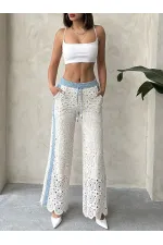 Kot Detaylı Dantel Pantolon - Ham Topshow | F1759