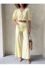 Nakışlı  Pantolon - Sarı | Topshow