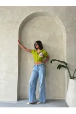 Chemise à poche brodée en gros - Vert pistache | TOPSHOW