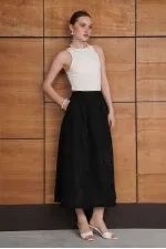 Embroidered Long Skirt - Black | F2080 - Topshow
