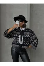 Wholesale Tie-Down Blouse - Black | TOPSHOW | F1731