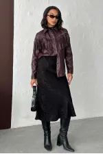 Chemise en similicuir à franges tombantes F 2043 - Bordeaux