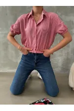 Topshow Fuşya Pitikare Beli Kolucu Lastikli Toptan Gömlek