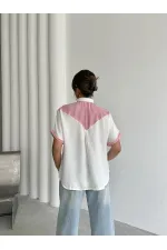 Chemise rayée à détails en gros - Fuchsia | Topshow