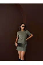 Topshow Droplu Süet Toptan Elbise - Haki | f2039