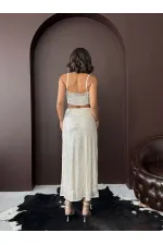 Jupe longue à sequins Topshow Stone - Taille haute, élégante robe de soirée