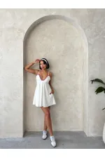 Askıllı Elbise - Krem | Topshow