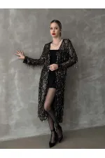 Gilet long en gros - Noir et or | TOPSHOW | F1618