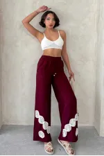 Bağcıklı Toptan Pantolon - Bordo | Topshow