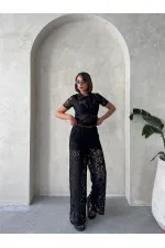 Toptan Gömlek Yaka Dantel Toptan Bluz - Siyah | Topshow