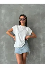 Topshow Krem Omuzu Dantelli Toptan T-Shirt