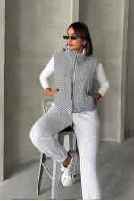 Doudoune sans manches Pitikare en fibre à motif noir (vente en gros) | TOPSHOW | F1741