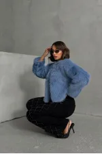 F Tüylü Toptan Yelek - Mavi | TOPSHOW | F1615