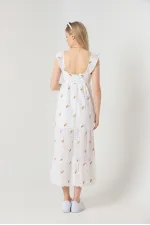 Robe plissée jaune à fleurs Topshow, col en V, en gros