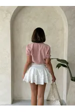 Nakışlı Cepli Toptan Gömlek - Pudra | TOPSHOW