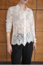 Lace Wholesale Shirts - Cream | F2073 - Topshow
