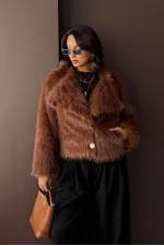 Topshow - Wholesale Rabbit Fur Buttoned Coat - Light Brown