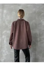 Chemise en daim marron (vente en gros) | TOPSHOW | F1517