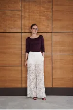 Embroidered Trousers - Cream | D2967 - Topshow