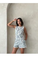 Dantel Şort - Mavi | Topshow