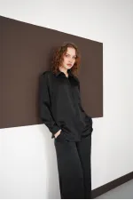 Chemise à manches longues en gros - Noire | F2101 - Topshow