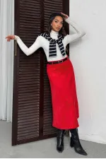 Topshow Scuba Suede Wholesale Skirt - Red | F2004