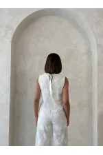 Embroidered Sleeveless Wholesale Blouse - Stone | Topshow