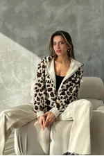 Manteau en peluche effet léopard (vente en gros) - Léopard gris clair | TOPSHOW | F1650