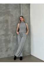 Pantalons en maille gris en gros | TOPSHOW | F1486