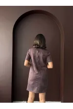 Topshow Drop Suede Wholesale Dress - Brown | F2039