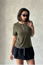 Topshow Haki Çoban Dikişli Toptan Tişört