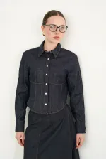Wholesale Denim Shirts - Navy Blue | F2086 - Topshow