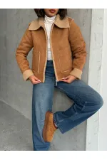 Süet Peluş Toptan Mont - Taba Taba | TOPSHOW | F1856