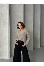 Shepherd's Stitched Knitwear Wholesale Blouse - Beige | TOPSHOW | F1652