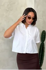 Kelebek Detaylı Toptan Gömlek   Beyaz | Topshow