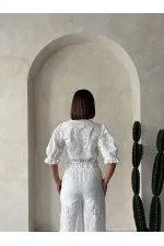 Wholesale Cream Blouse with Embroidered Scallop Detail | Topshow