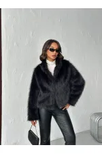 Manteau en fourrure noire Topshow en gros