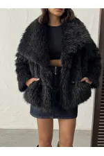 Women's Faux Fur Wholesale Coats – Fluffy, Soft Textured, Stylish Winter Outerwear - BLACK