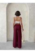 Bağcıklı Toptan Pantolon - Bordo | Topshow